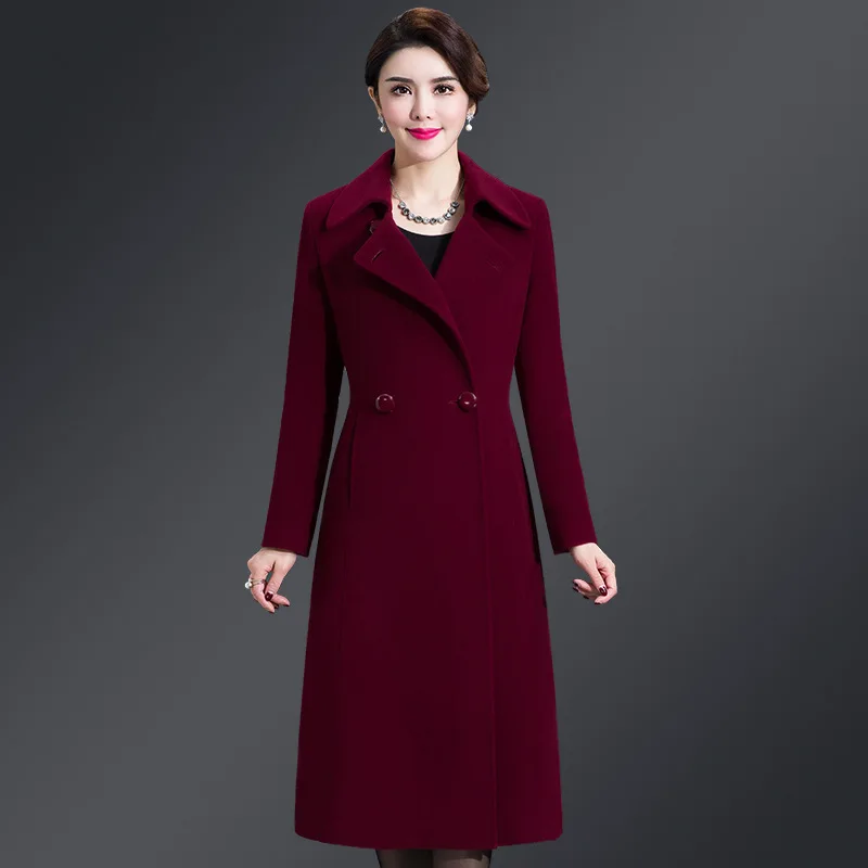 

Factory direct sales middle-aged women's wool coat women's 2022 autumn and winter Korean version of the new medium and long