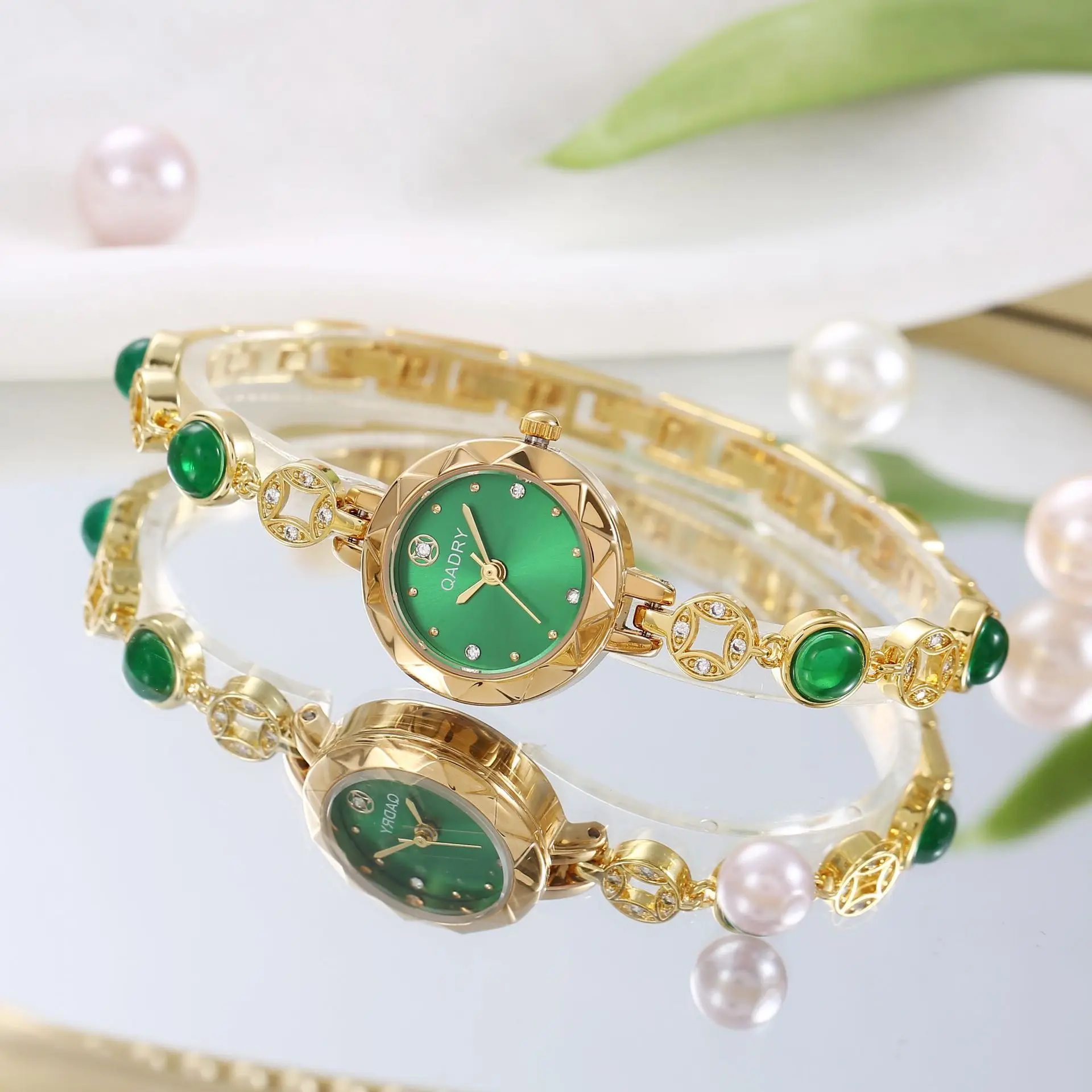 UTHAI-reloj Digital de gama alta para mujer, cronógrafo de pulsera con piedras preciosas de ágata, diamantes romanos, resistente al agua, marca de lujo