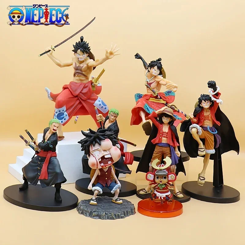 One Piece Model Hyakei Luffy Roronoa Zoro Sanji Sabo Five Gear Luffy Figure Kimono Battle Edition Ornaments Collection Toys Gift