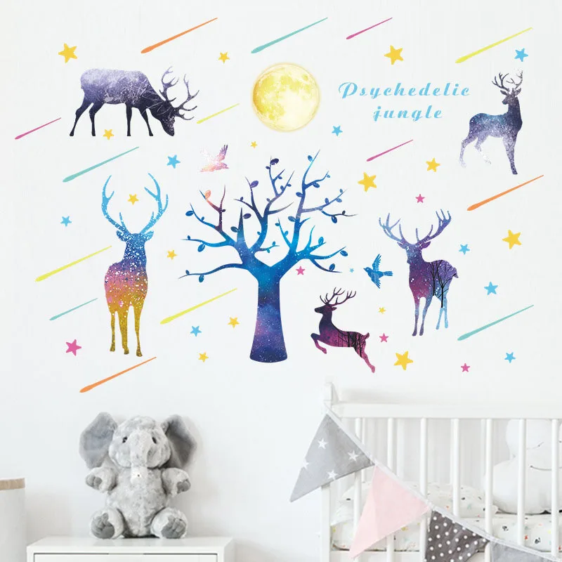 Creative Elk Herd living room bedroom wall decor under Nordic ins meteor shower