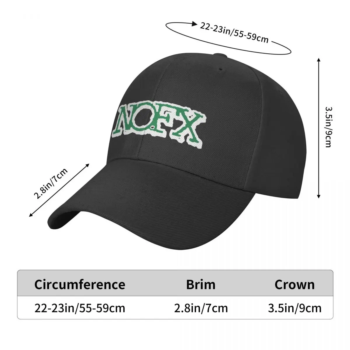 NOFX No Fx Punk Rock Band Logo Music Baseball Cap Adult Hip-Hop