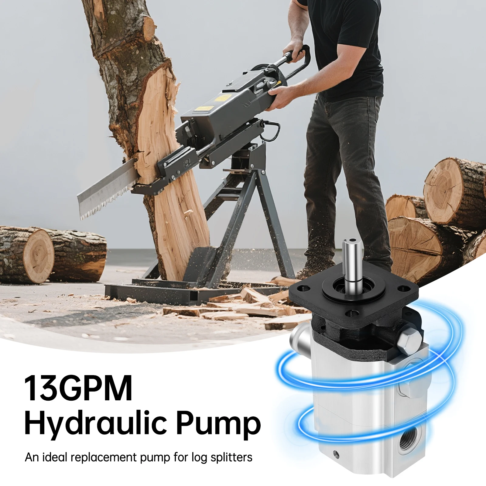 New Hydraulic Log Splitter Pump1* 13 GPM two-stage pump Hydraulic Log Splitter Pump 3000 PSI 3600r/min Compact Lightweight