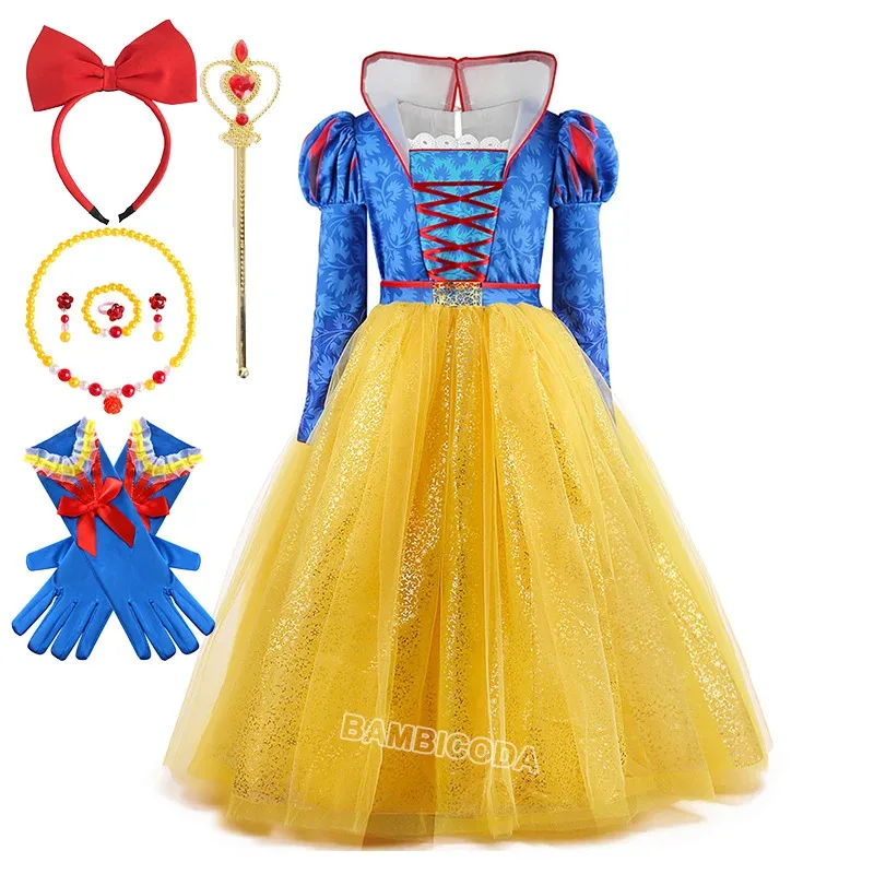 سنو وايت فستان الأميرة فتاة زي عباءة هالوين زي حفلة مجموعة ملابس الاطفال ملابس الفتيات فساتين ملابس الأطفال