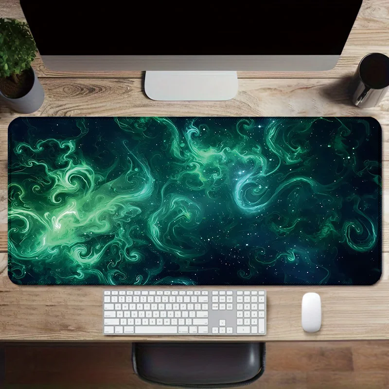 Stylish Green Ink Ripple Mouse Pad, Large Desk Mat Measuring Non-Slip Rubber Base Ideal for Office And Home, Perfect Gift