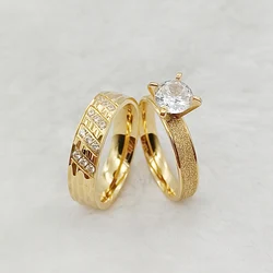 Vintage jewelry Stackable Proposal Anniversary Wedding Engagement Rings Sets For Women Vow Renewals 18k Gold Plated Ring Ladies