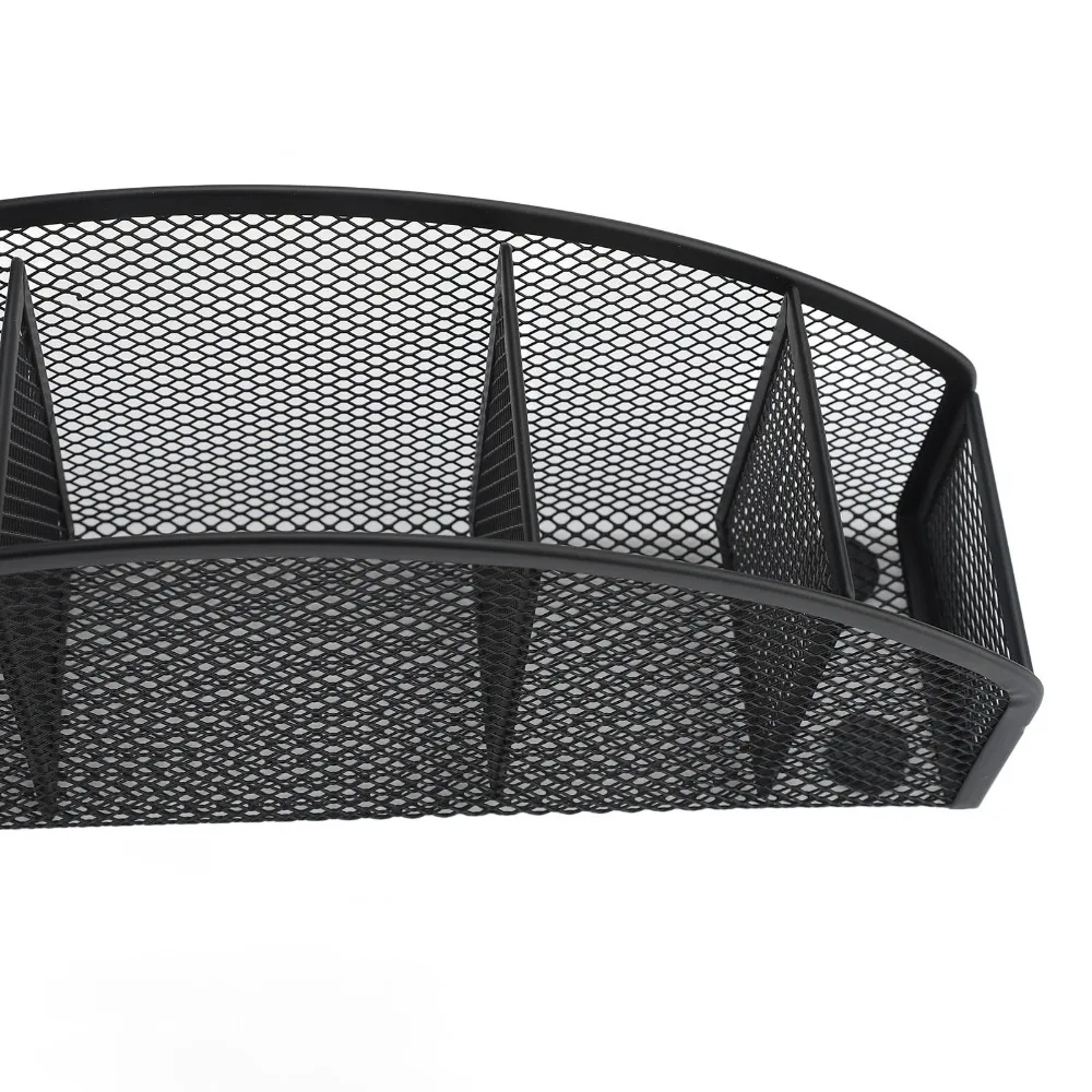 Desktop Tidy Black Metal Pen Holder Mesh Curved Desk Organizer 5 Grid Metal Cosmetic Storage Rack Desk Accessories