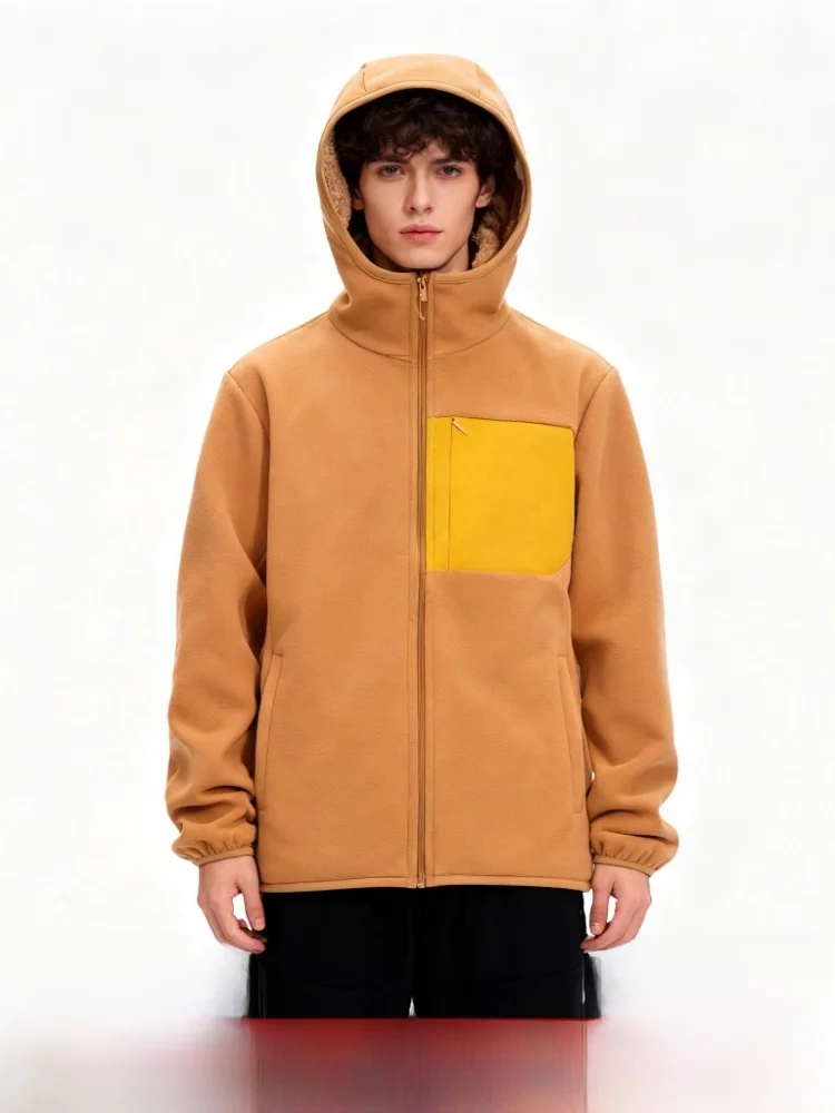 

Thiened Fce Lined Oversized Hooded Jaet Double Layer Thermal Men's Autumn Winter Outdoor Sle Polyester Fiber Zipper ...