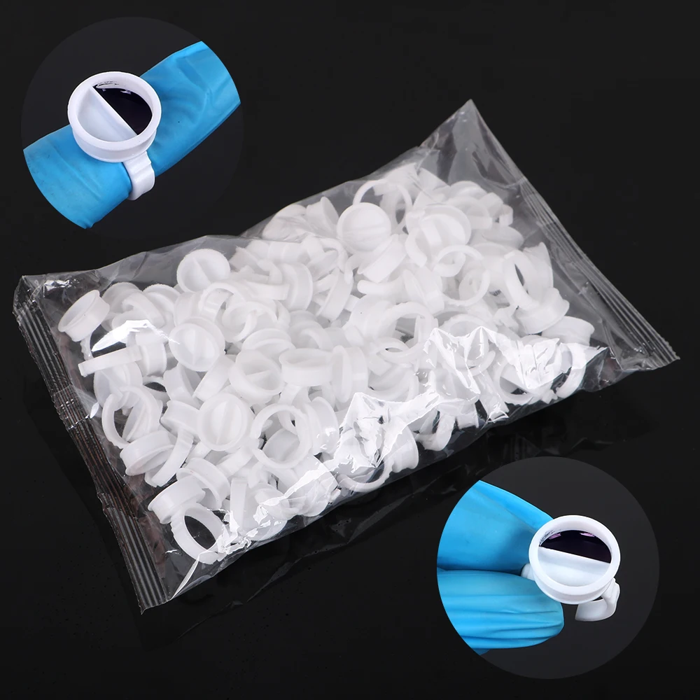 100pcs Permanent Makeup Tattoo Ring Cup S/M/L Separate Material Volume Cup Bowl Variety of Grafting Eyelash Tray Supplies