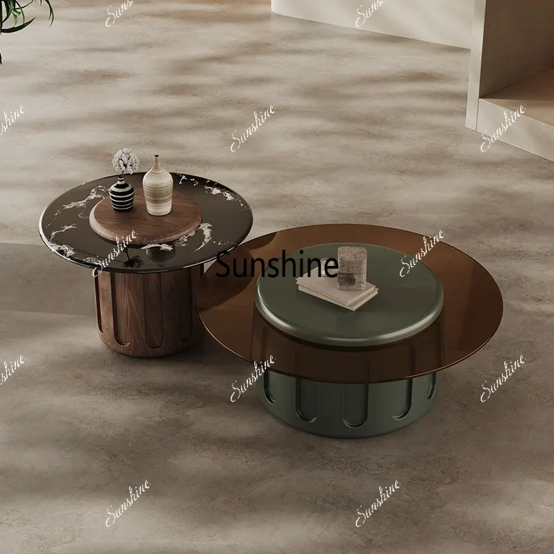 

Mid-century round coffee table combination Living room home high-end small table