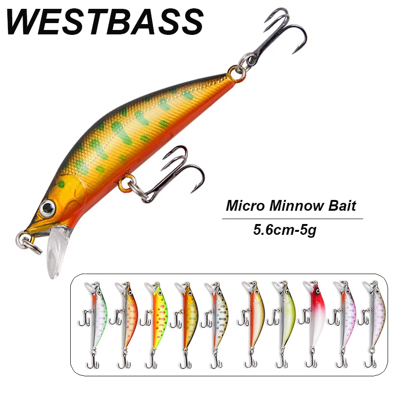 WESTBASS 1PC Micro Minnow Bait 56mm-5g Sinking Fishing Lure Noisy Hard Wobbler Trolling Fishing cebos Swimbait angeln zubehor