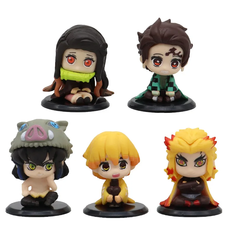 6 Stück Dämonen töter Kamado Tanjirou Nezuko Agatsuma Zenitsu Action figur Anime Modell PVC Statue Sammler Spielzeug Geschenk