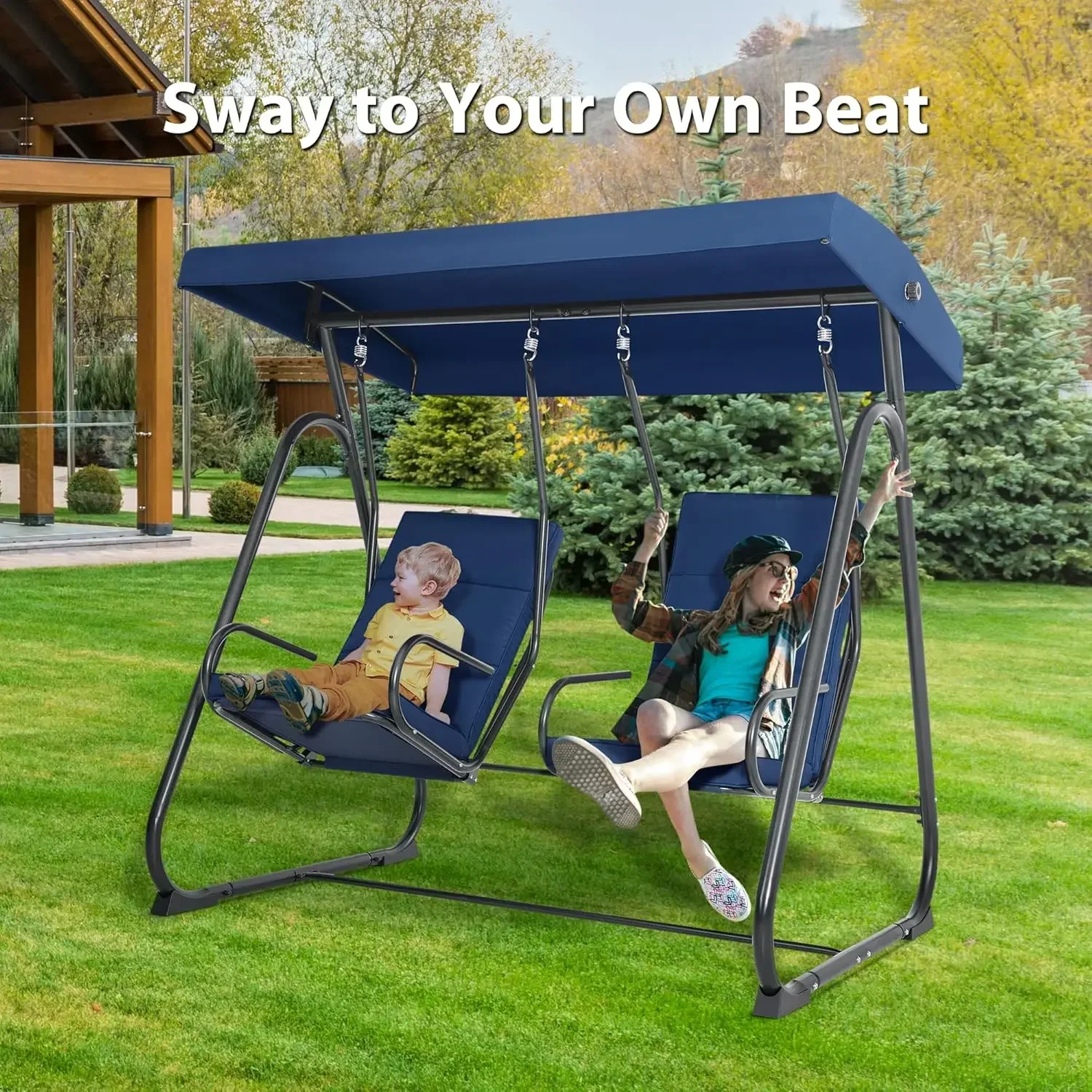 

Бестселлер: Двухместные садовые качели-глайдер с высокой спинкой, независимые качели для заднего двора, Га