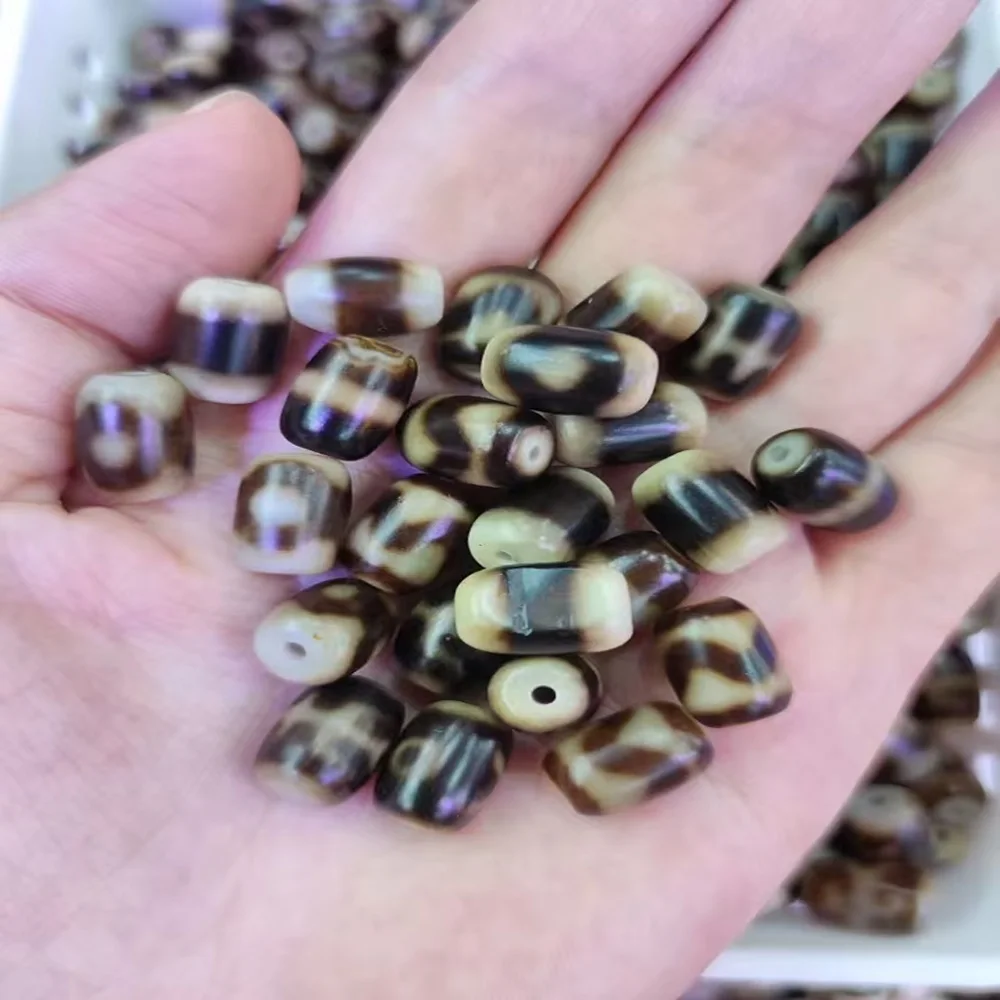 

20pcs/lot Jewelry loose Tibetan bucket beads natural agate DIY charms for jewelry making gift elliptical ethnic style wholesale