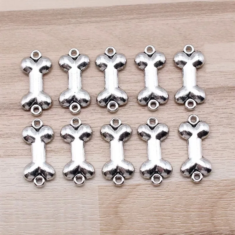 120 Stück Antik-Silberfarbene Hundeknochen-Verbinder 22x10mm für Haustiere, DIY Schlüsselanhänger, Halsketten, Schmuckherstellung, Großhandel – Detail 2