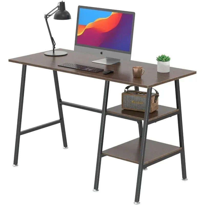 VECELO Computer Table Writing Study Workbench Modern Desk with Shelf Wooden Desk Suitable for Home Bedroom Table Classroom