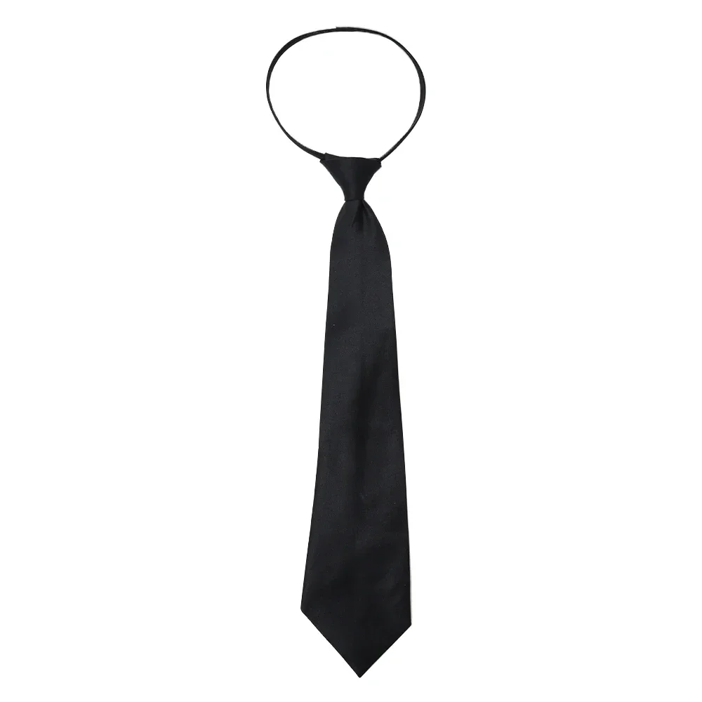 Unisexe noir Simple Clip sur cravate sécurité cravate uniforme chemise costume cravates hôte mat fun