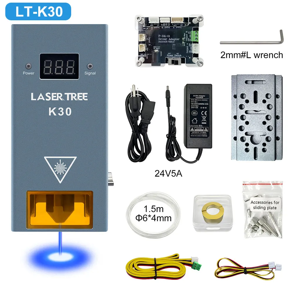 LASER TREE 20W 30W 40W 60W Optical Power Laser Module with Air Assist TTL Blue Light Module for CNC Laser Engraving Cutting Tool