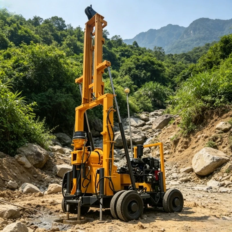 Customized Crawler Pneumatic Diesel Water Well Drilling Rig Coring Multi functional Integrated Equipment 45W 380V Motor 1 Year