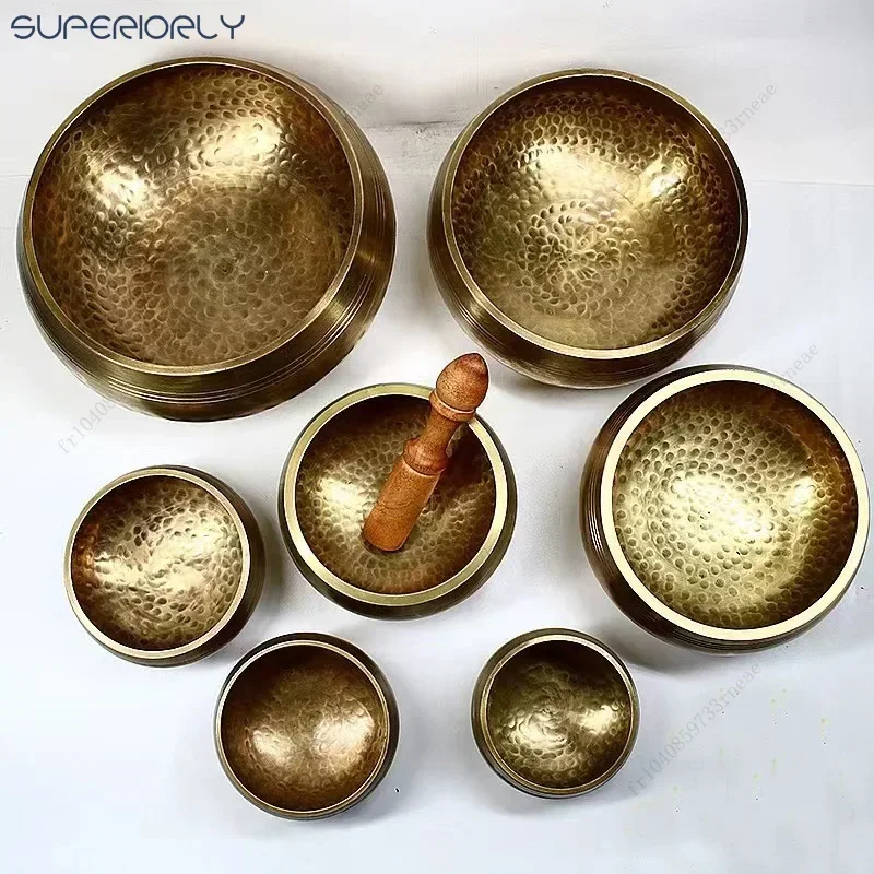 Nepal Handmade Tibet Buddha Sound Bowl Yoga Meditation Chanting Bowl Brass Chime Handicraft music therapy Tibetan Singing Bowl