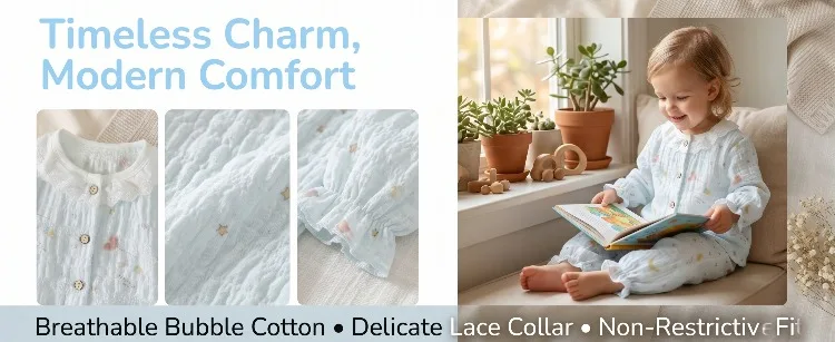 Sommer Frühling Herbst Mädchen Elegante Spitzen-Pyjama-Sets Kinder Atmungsaktive Bequeme Langarm-Hauskleidung Sets Kinder-Schlafanzüge – Detail 7
