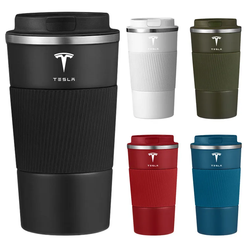 Car Stainless Steel Coffee Cup Double Layer Vacuum Insulation Cup For Tesla Model 3 Model X S 2016-2020 Decals TM3 TMX TMS Decal