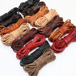 5 Meters 3mm Round/Flat Genuine Leather Jewelry Rope Cord String Lace Rope Diy Necklace Bracelet Jewelry Making Finding