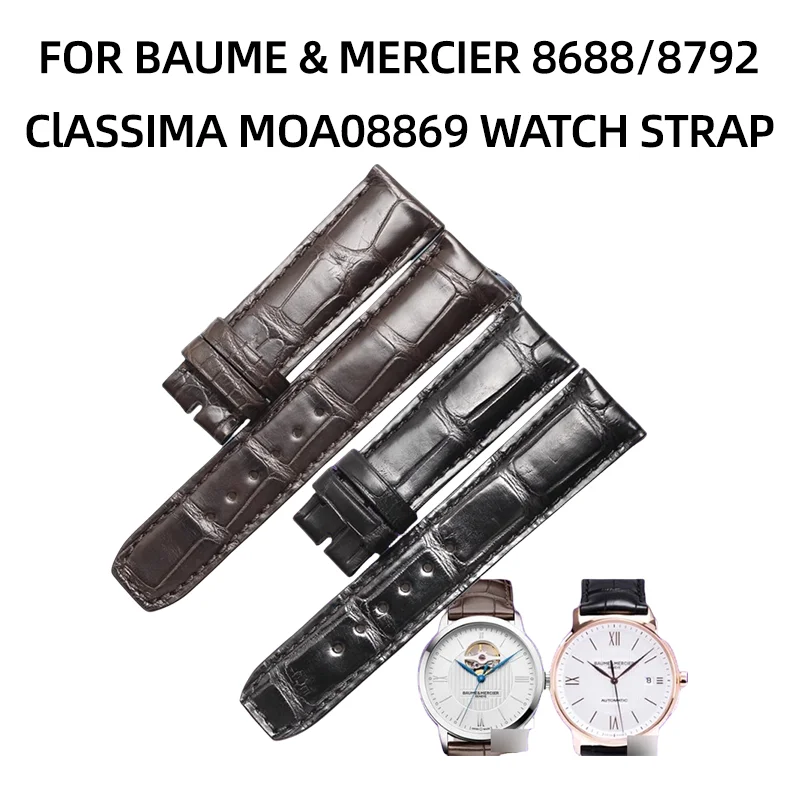 Correa de reloj de piel de cocodrilo para BAUME & MERCIER 8688 / 8792 CLIFTON MOA08869