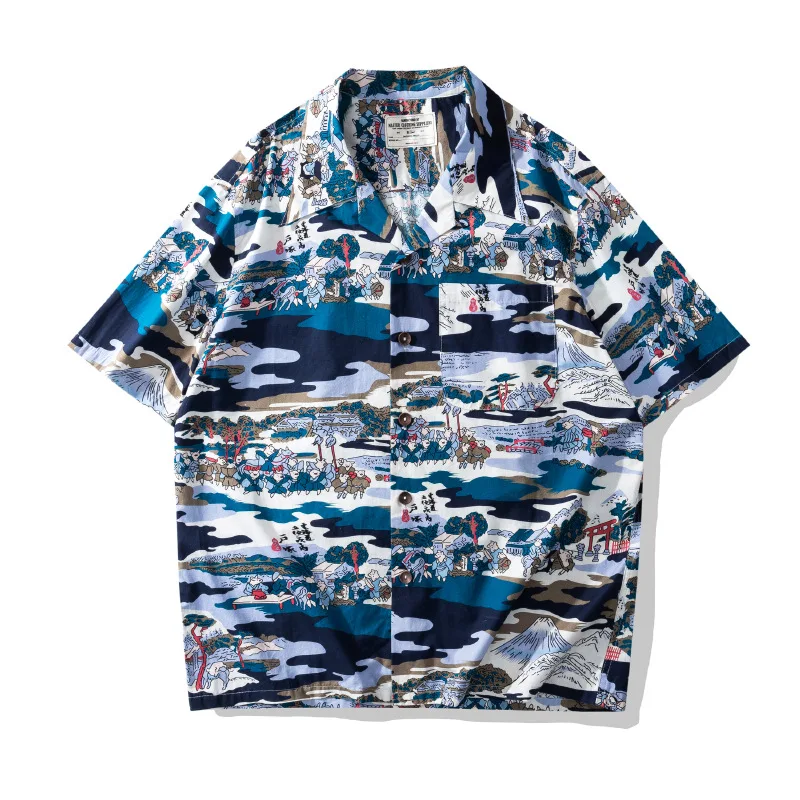 Imagem -03 - Okonkwo-camisa Floral Havaiana Havaiana Piloto Cubano Blusa Aloha Vestuário Esportes ao ar Livre Viagem Camping Roupa Interior