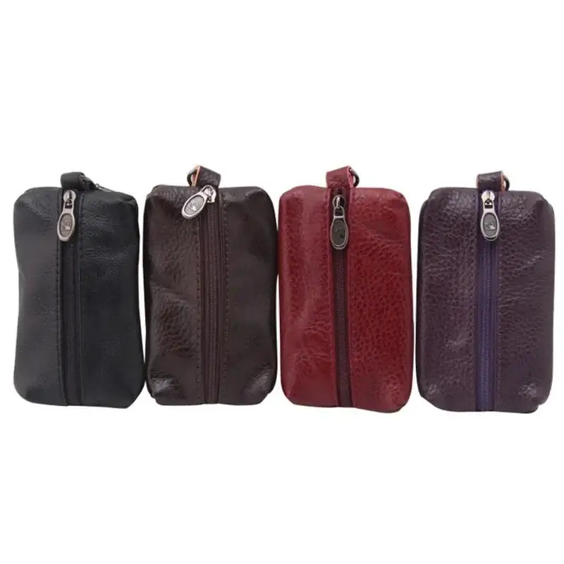 Practical Car Key Case Men Women Leather Wallets Holder Housekeeper Covers Zipper Bag Keychain Cover For Keys Organizer Card