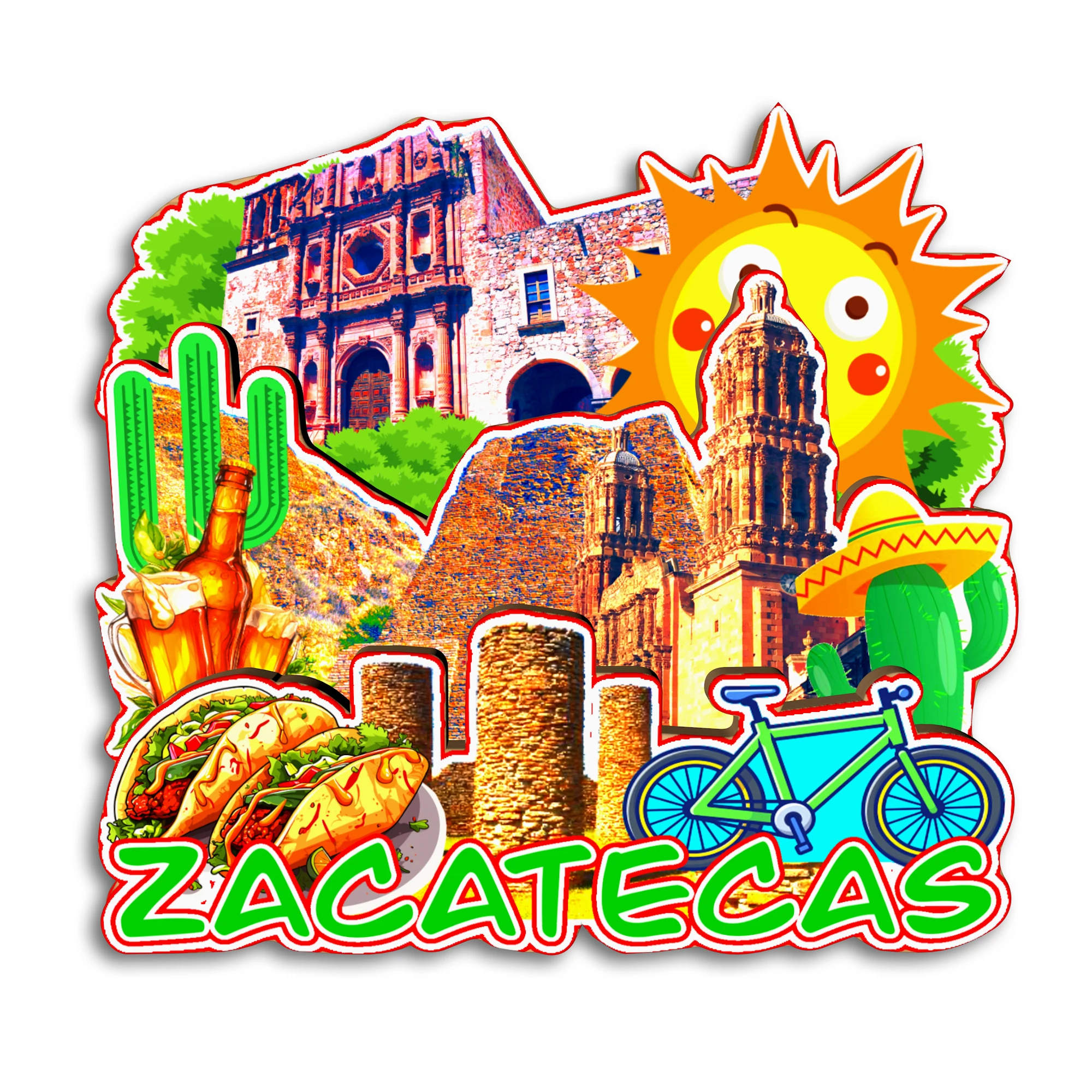 Zacatecas Ixtapa Guanajuato Huatulco MEXICO imán para nevera recuerdo de viaje regalo hecho a mano decorativo