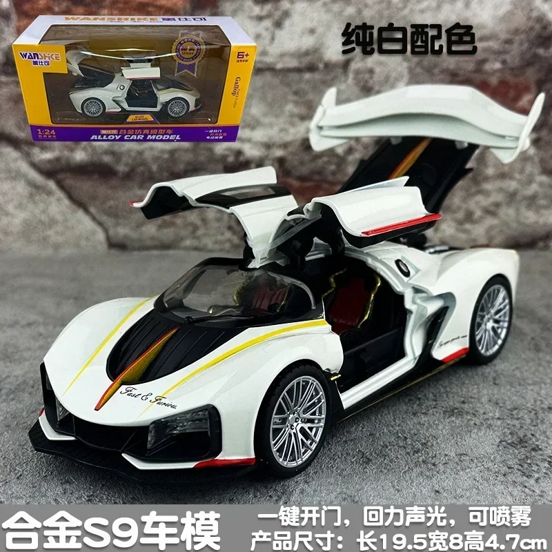 WELLY-coche deportivo S9 1:24, modelo de aleación de Metal fundido a presión de alta simulación con sonido de pulverización, luz, colección extraíble, juguete para regalo para niños