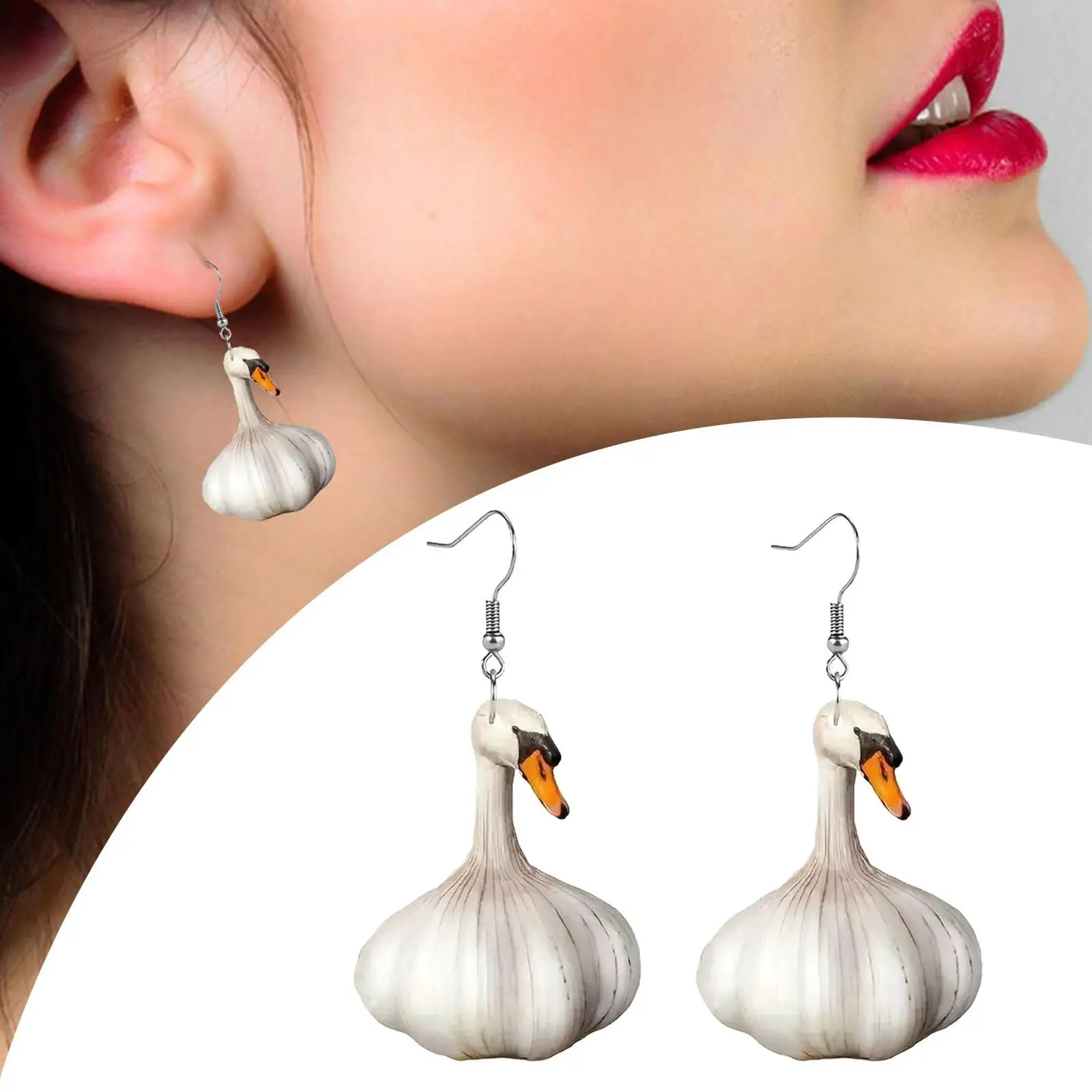 Garlic Duck Acrylic Earrings Cloth Accessories Unique Decorative Fashion Women Dangle Earrings for Club Birthday Festival Street