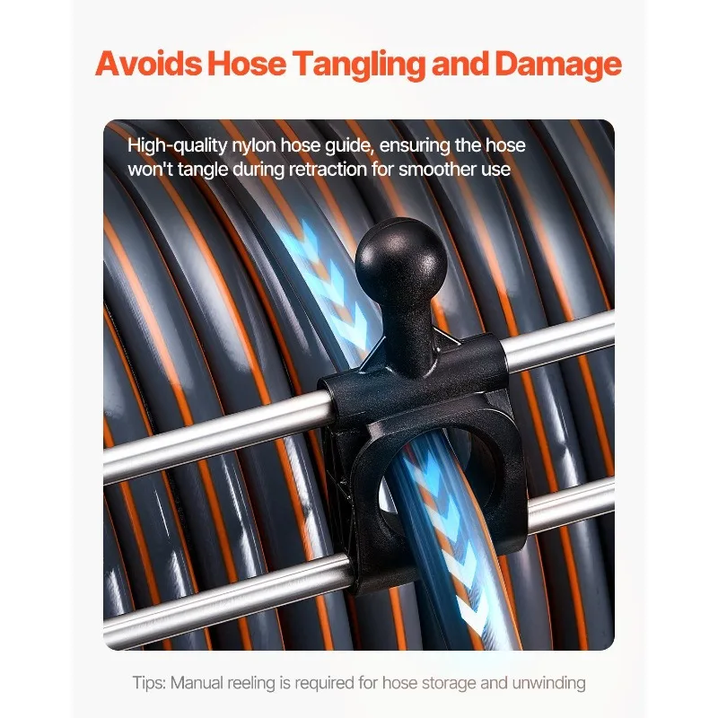 بكرة خرطوم الحديقة المثبتة على الحائط بطول 150 قدمًا 5/8 في دليل خرطوم تركيب نحاسي