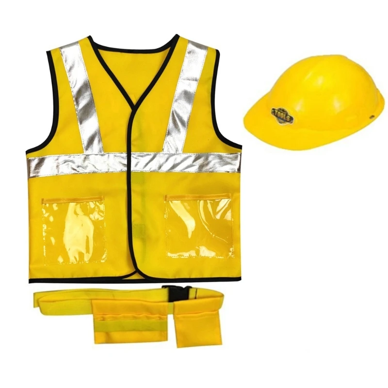 Construction Worker Costume Kids Role for Play Toy Engineer Vest Kid Cosplay