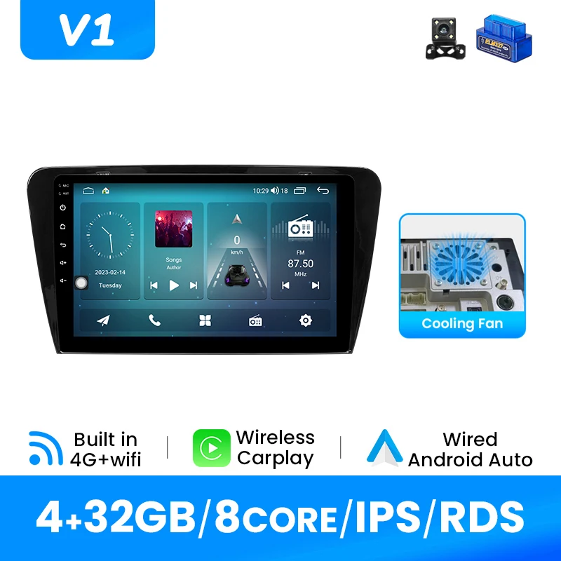 Draadloze Carplay Android 14 Autoradio Speler Voor SKODA Octavia 3 A7 2013-2018 GPS Navigatie IPS Scherm multimedia DSP 4G Wifi