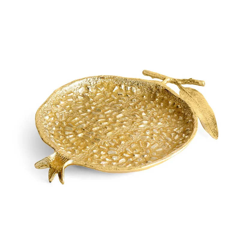 Retro ginkgo biloba leaf metal decorative plate dried fruit snack plate porch storage jewelry plate