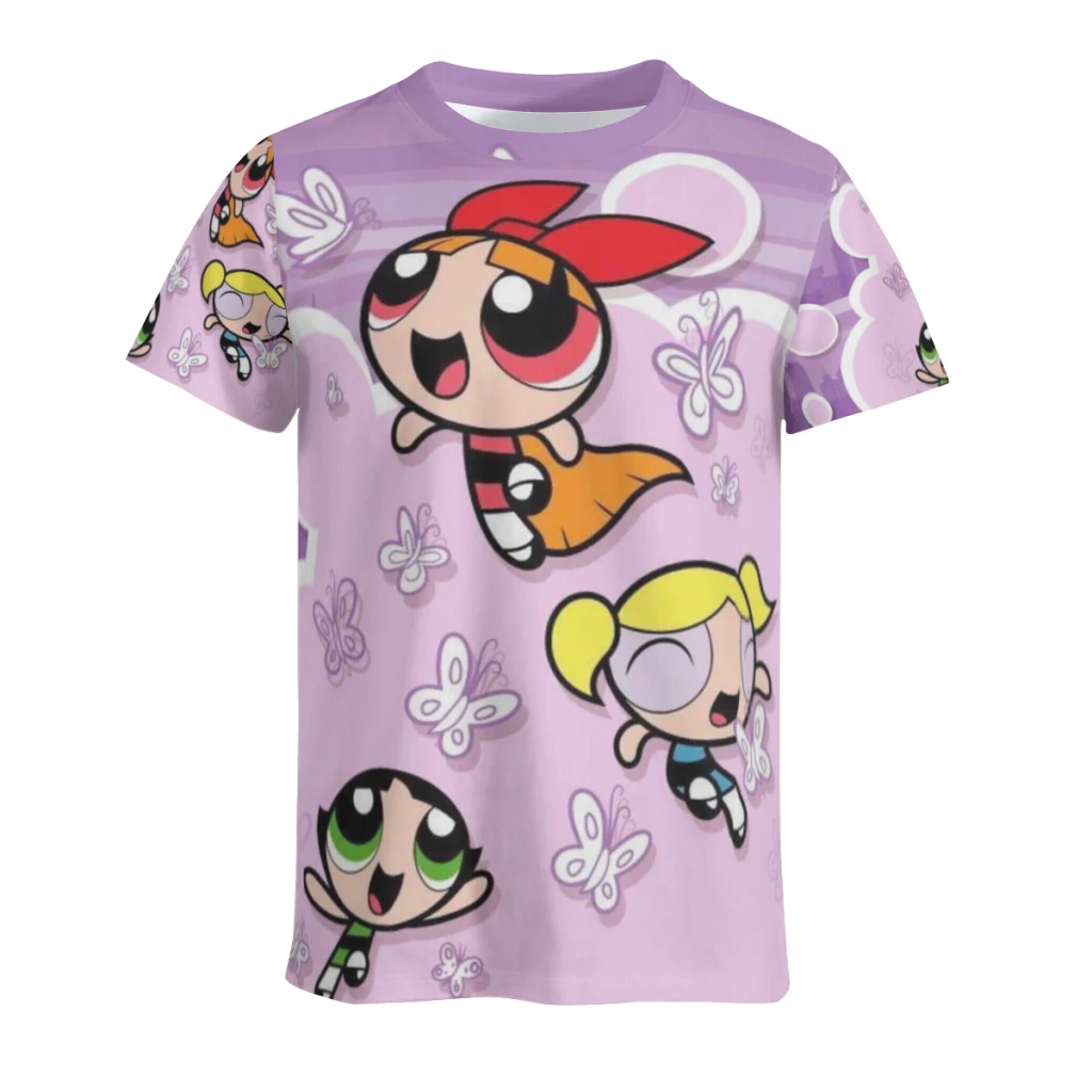 The-Powerpuff-Girls T Shirt For Men Summer Cotton Tops Solid Colors Tshirts O-neck Men Clothing Plus Size M to 6XL