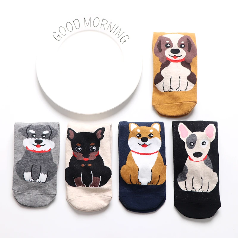 Primavera autunno donna calzini equipaggio Kawaii divertente cartone animato animale cane quattro stagioni carino confortevole femminile Casual