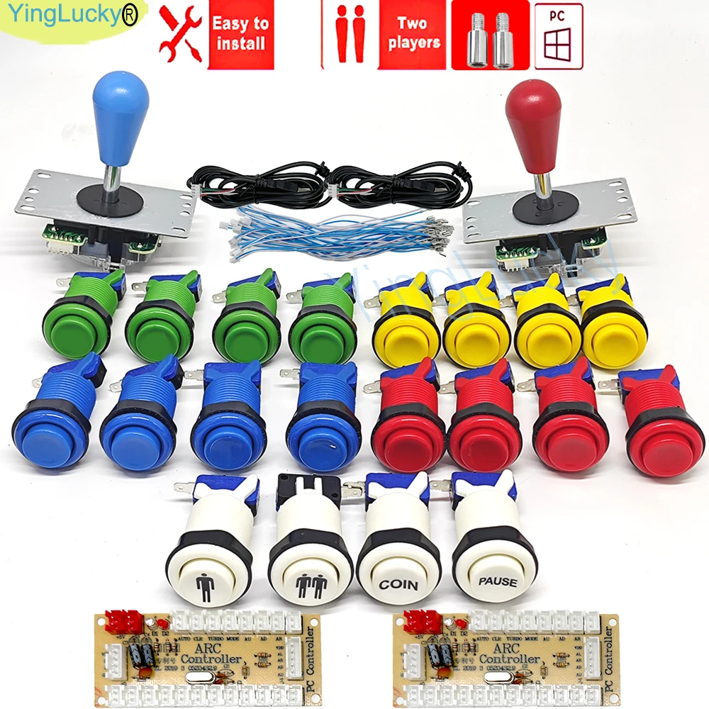Arcade DIY KIT American Style SANWA Joystick HAPP COIN Arcade Push Button Micro Switch Zero Delay Encoder For PC Raspberry Pi