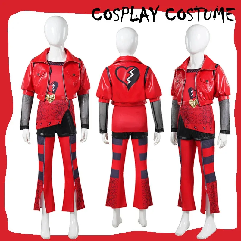 

Kids Girls Princess Red Cosplay 2024 Movie Descendants Rise Fantasia Costume Children Disguise Outfit Halloween Party Child Suit