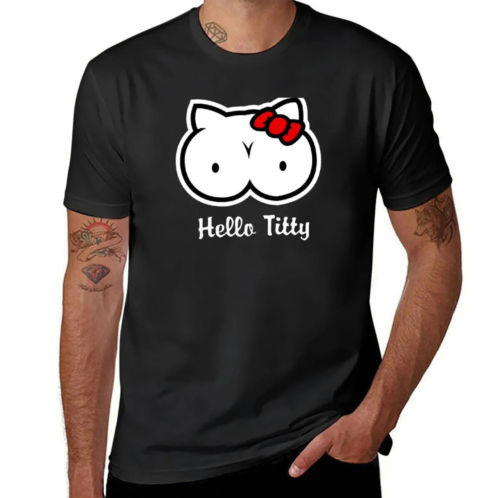 

Однотонная быстросохнущая Мужская футболка Hello Titty