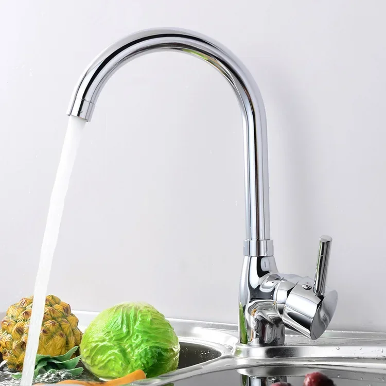 Hot and Cold Water Tap Household Kitchen Mixer Faucets Single Handle Single Handle Sink Tap Deck Mounted Kitchen Accessories
