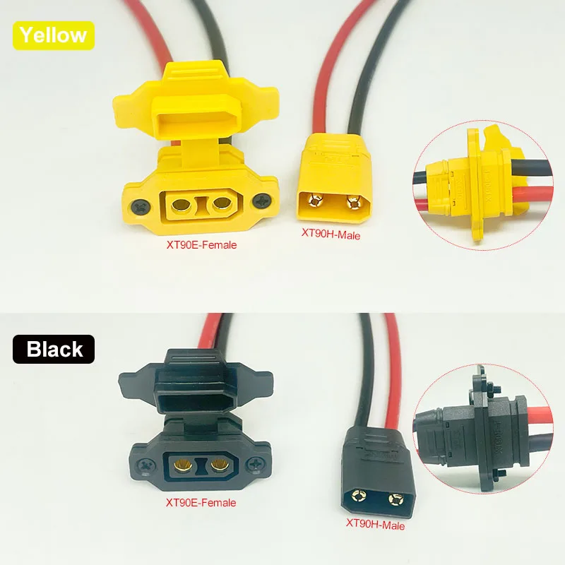 XT90E Male Connector, XT90E Female Connector, Panel-Mount Connectors (with Attachable Leads), XT90 Male and Female Connector Cab