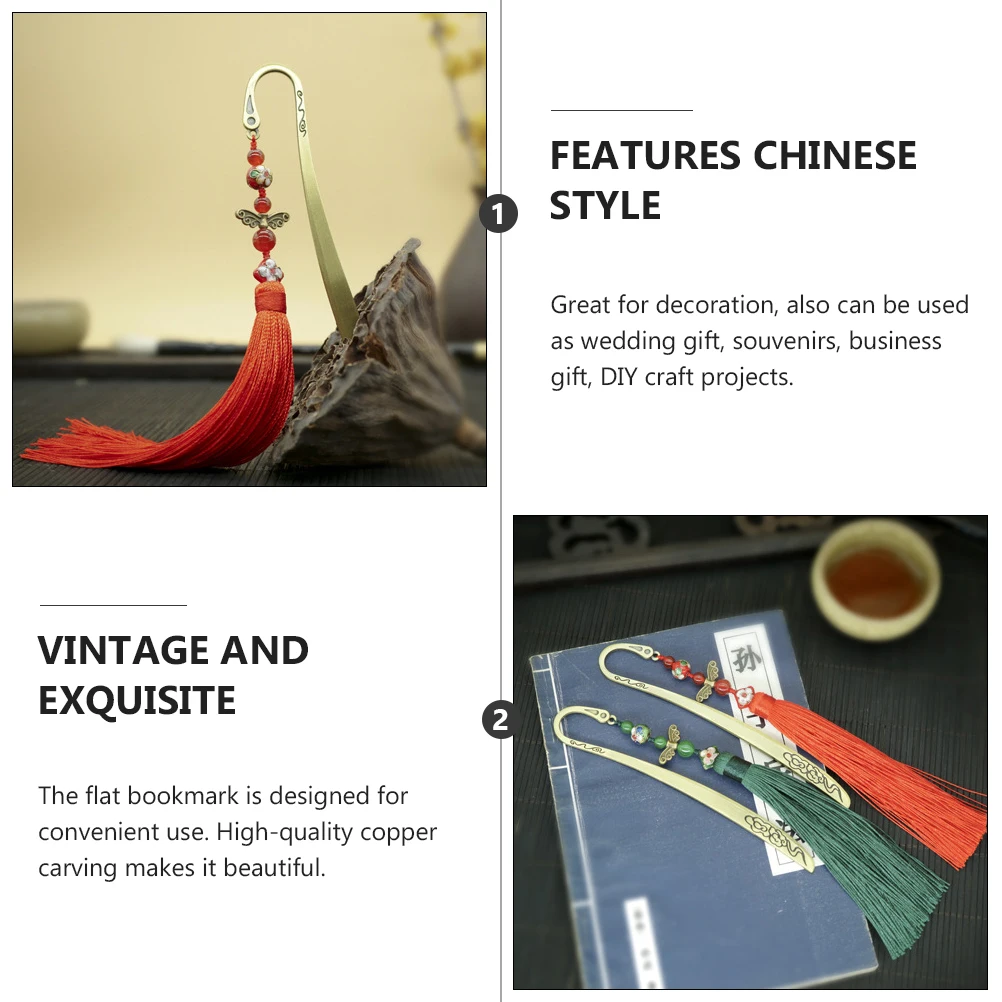 Penanda Buku Dekorasi Vintage Elemen Cina dengan Gaya Rumbai Penanda Buku Kreatif untuk Pelajar