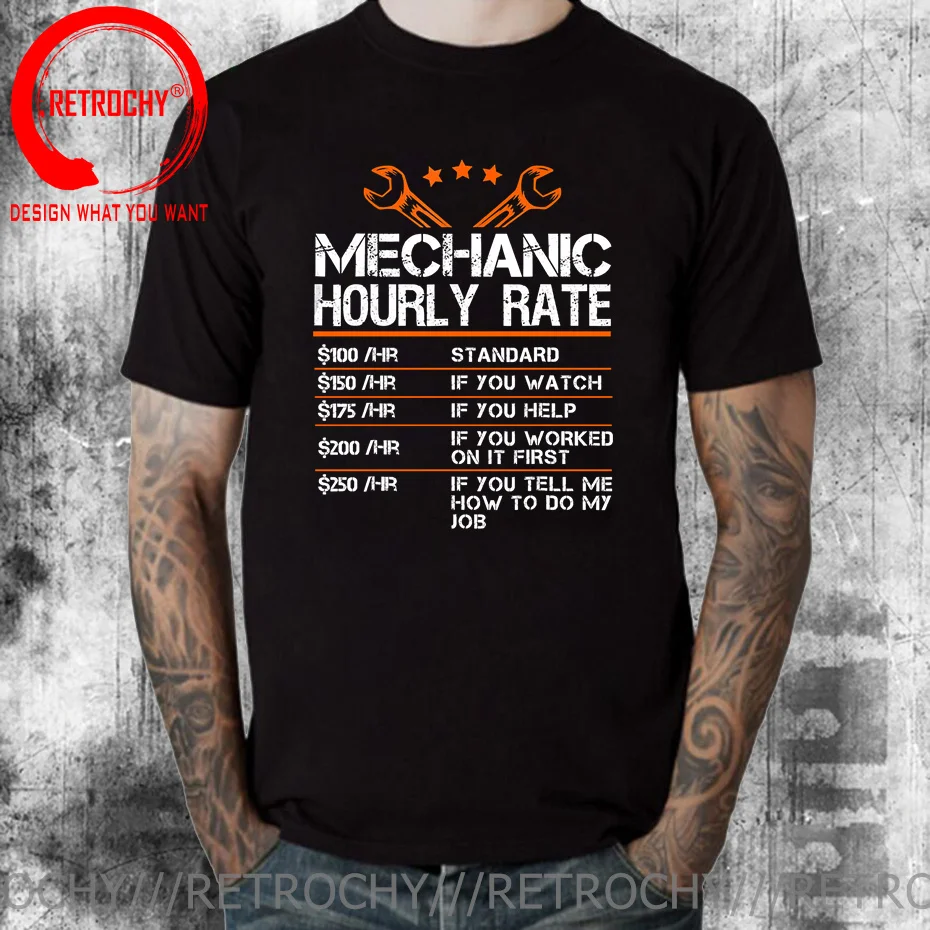 Funny Mechanic Hourly Rate Gift Shirt Labor Rates T-Shirt Fix Thing Car Repairs Recovery 2022 Men Hip Hop Fashion Casual T Shirt