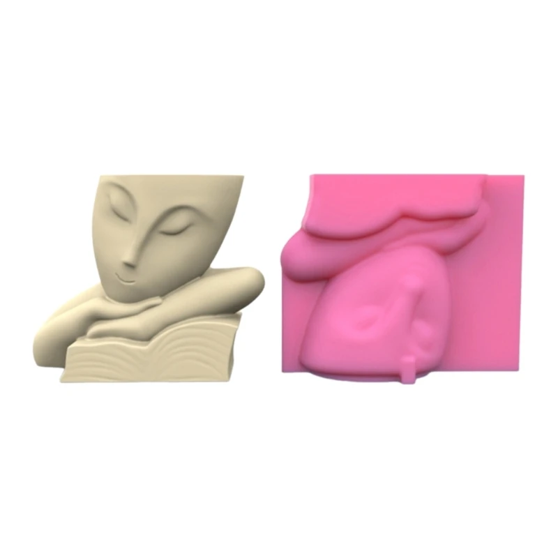 Unique Face Girl Pen Holder Mold Flower  Silicone Mold DIY Crafts Ornament Tool DIY Succulent Planter Mold Nonstick