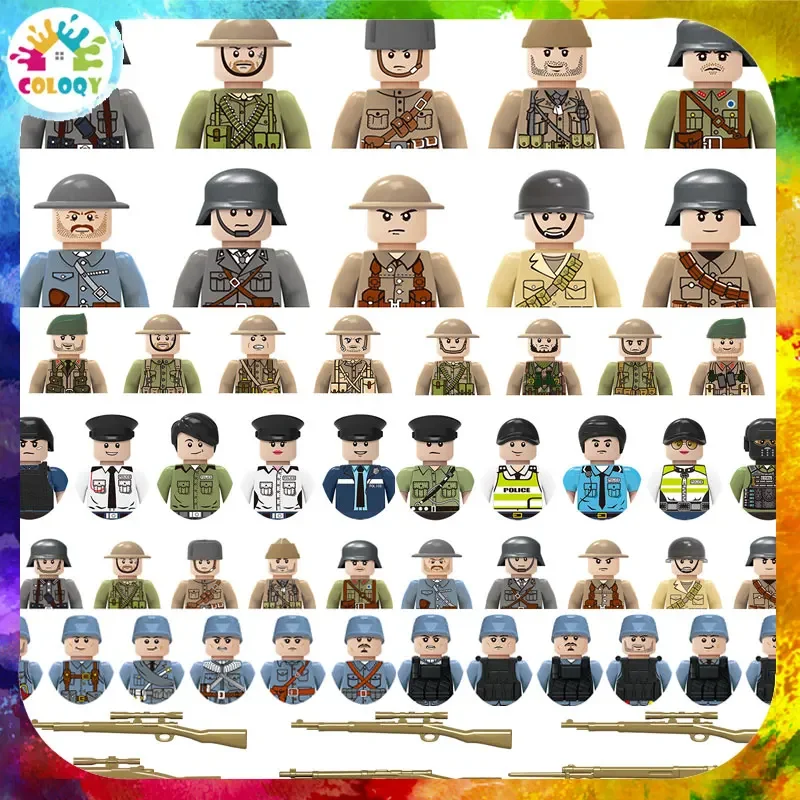 

Building Blocks toys Mini Figures WW2 Military Army Soldier SWAT pieces military Police For Kids Gifts Wholesale stores