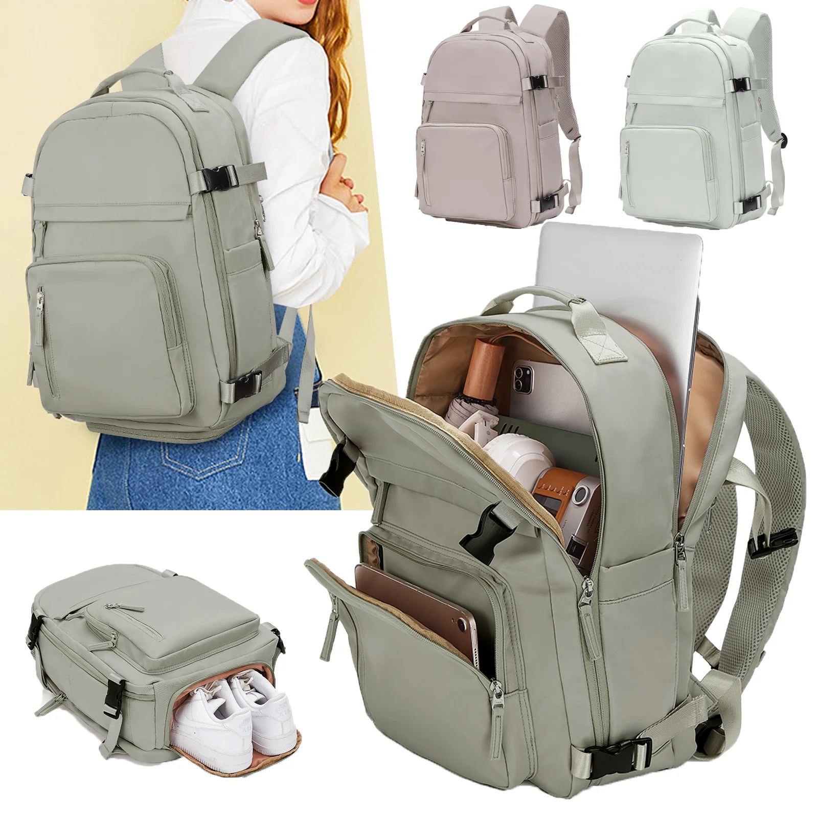 Women\'s Backpack Cabin Aircraft 45x36x20 Easyjet Carry-Ons Waterproof Laptop Backpack Expanded Travel Backpack Female Casual Bag