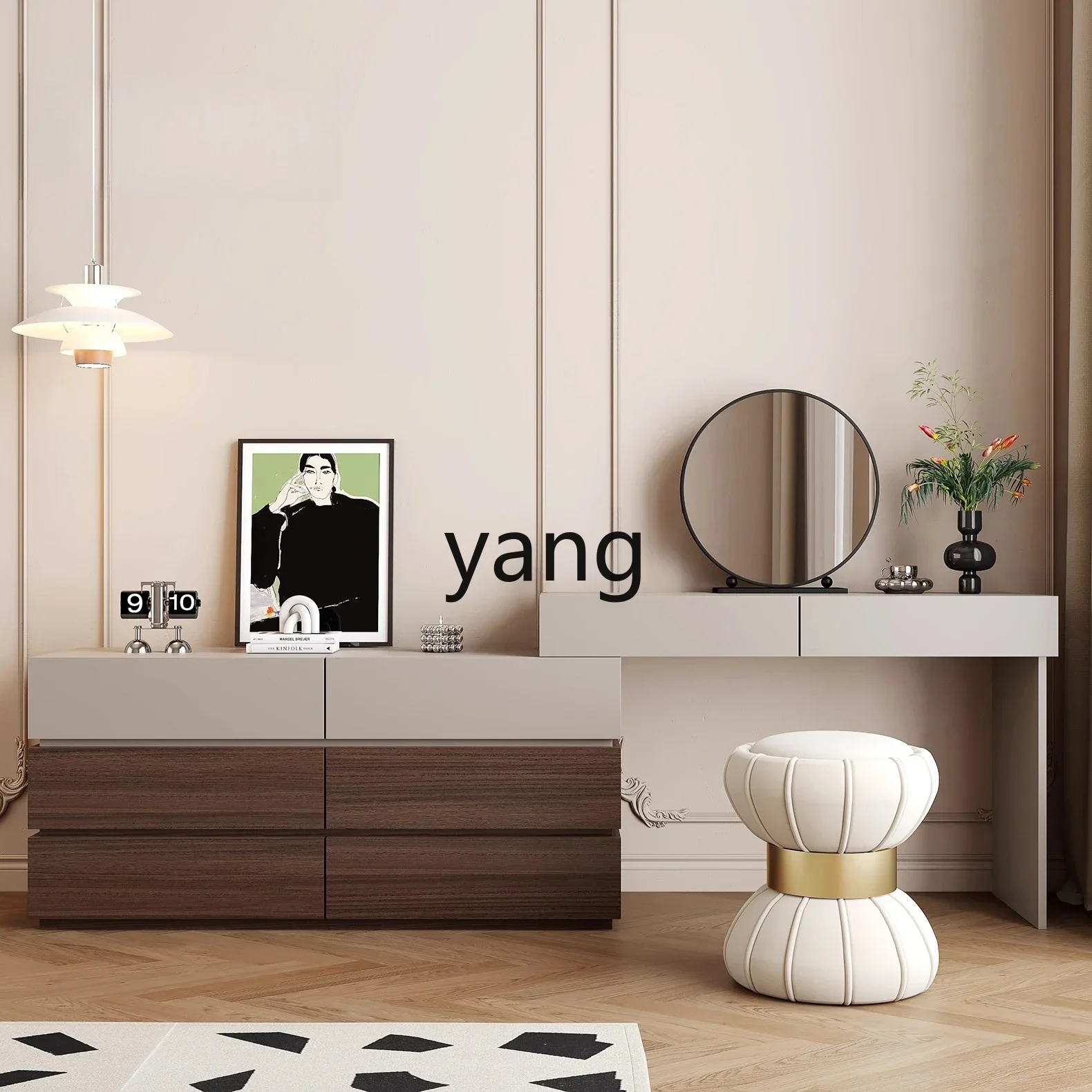 VC solid wood dresser chest cabinet integrated modern bedroom simple makeup table storage cabinet