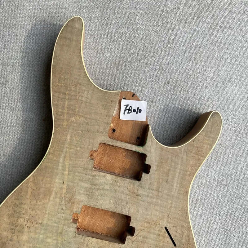 FB010 Natural Flamed Maple with SOlid Mahogany for 6 String Electric Guitar Body Active Pickup Model Custom Bridges Damages